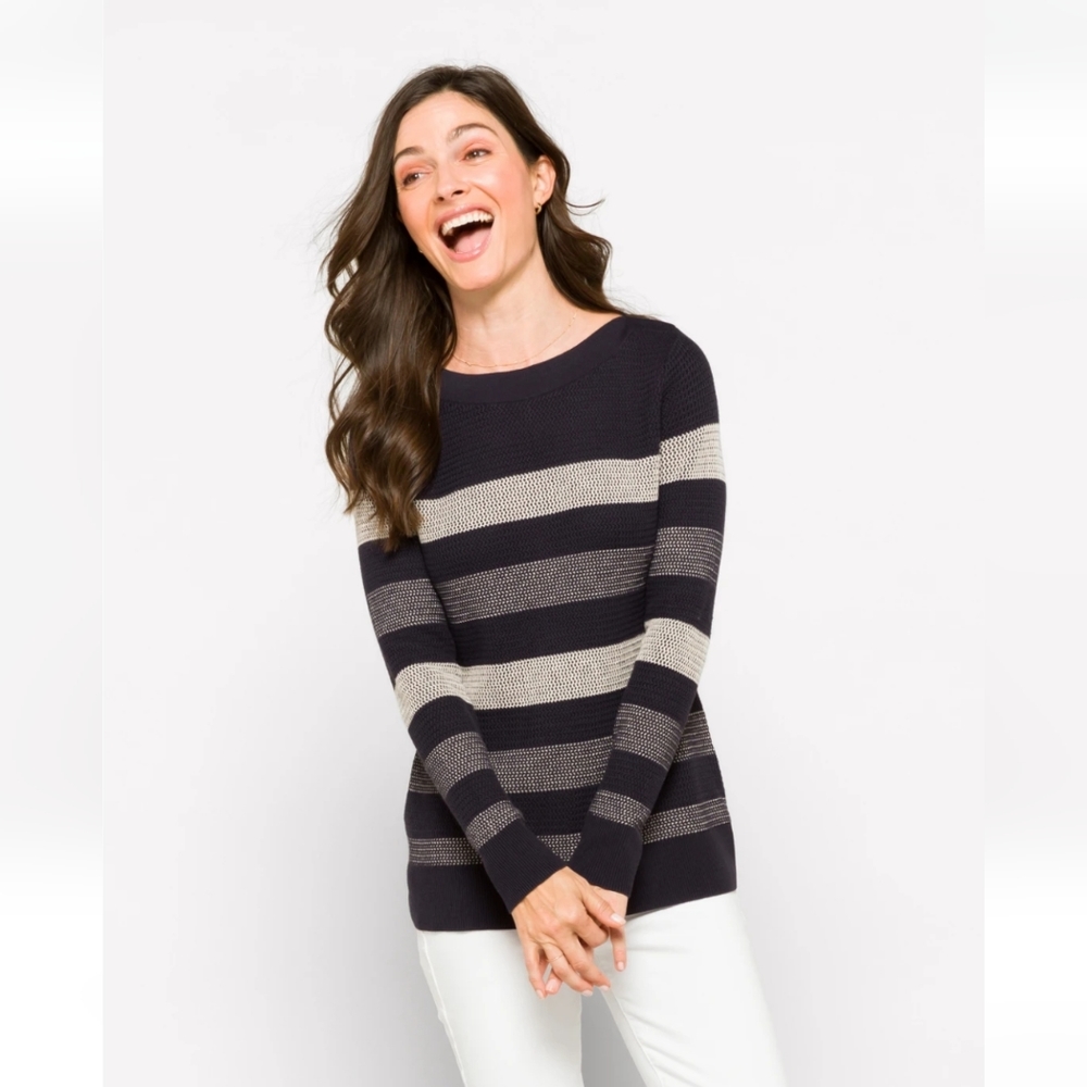 Market & Spruce Tawnee Cotton Blend Waffle Stitch Sweater, M
